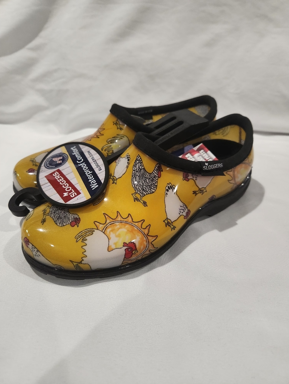 Sloggers Yellow Chicken-Print Women's Waterproof Garden Clog. NWT - Picture 2 of 6